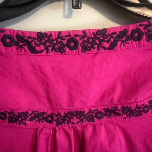 Talbots Fuchsia Blouse with Black Floral Embroidery 3/4 sleeve size petite large - Picture 11 of 12